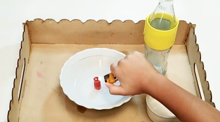 Light the candlewick. science experiment for kids at home
