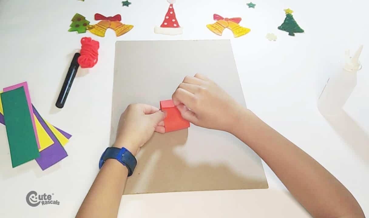 Glue together each end of the foamy strips. Christmas math game