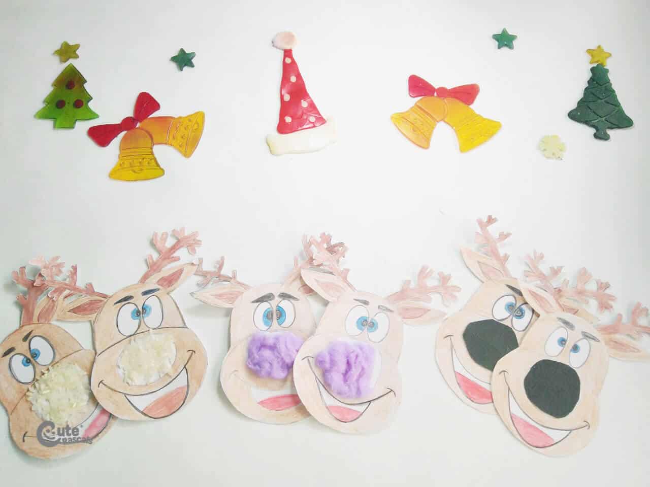 Reindeer craft faces with textures