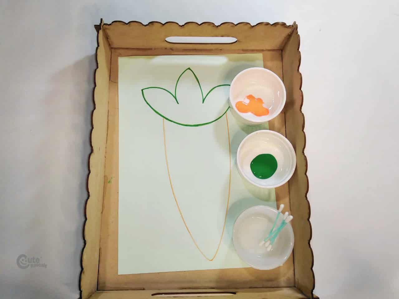 Materials Carrot Made With Cotton Swabs Painting Crafts for Kids Activity