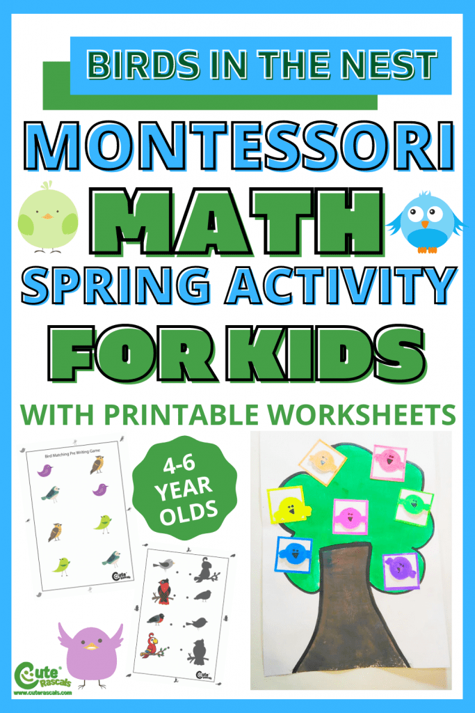 Fun putting the birds in the nest activity for kids. Math activities for preschoolers with free printable worksheets.