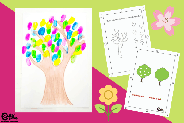 Colored Leaves Spring Art Activities for Kids with Worksheets (4-6 Year Olds)
