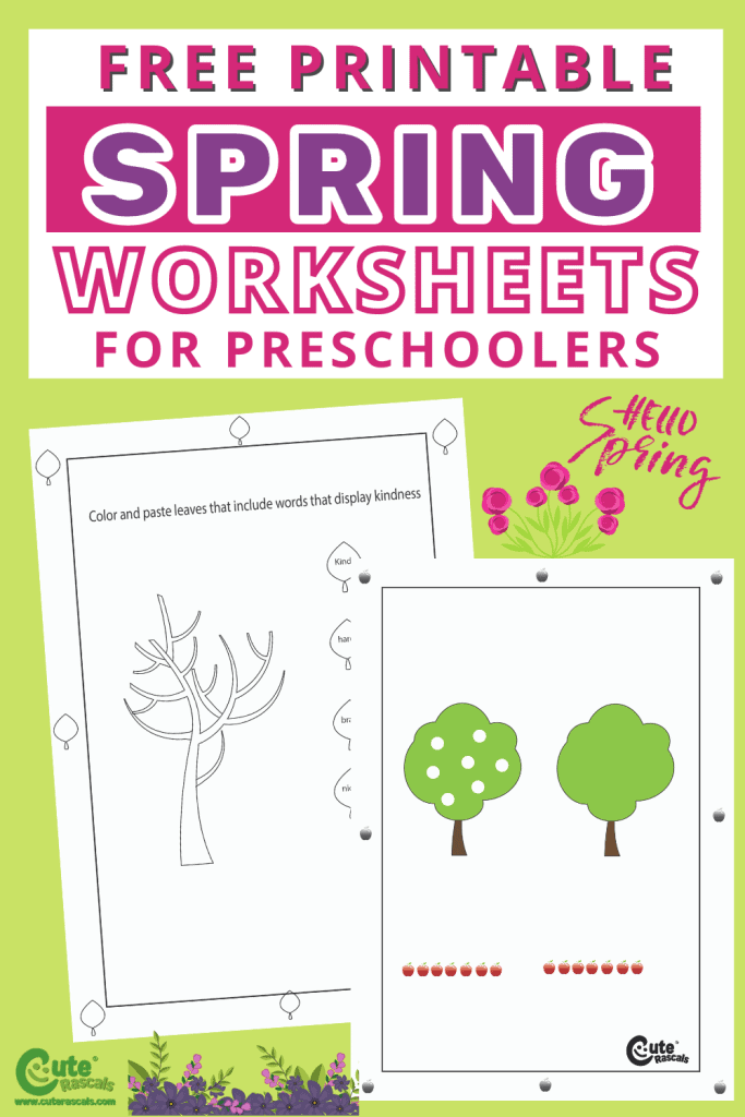 Free printable spring worksheets for preschoolers.