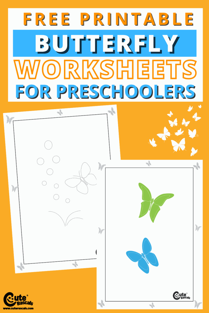 Free printable butterfly worksheets for preschoolers. For butterfly craft activity.