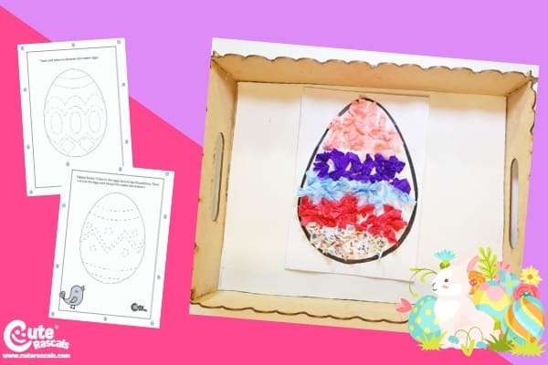 Egg Paper Mosaic Easter Crafts for Kids Montessori Worksheets (4-6 Year Olds)