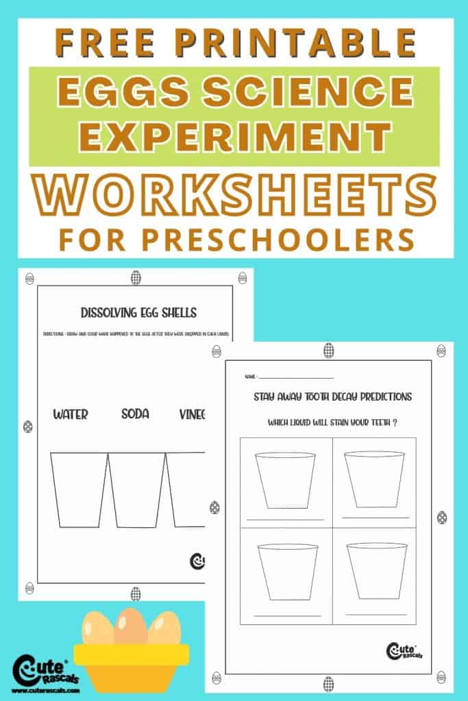 Free printable Easter egg science experiment worksheets