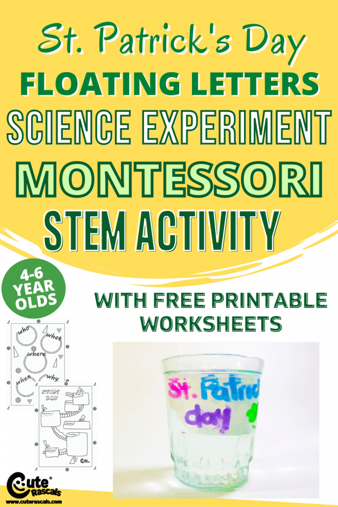 Preschool science activities of floating letters with free printable worksheets. 
