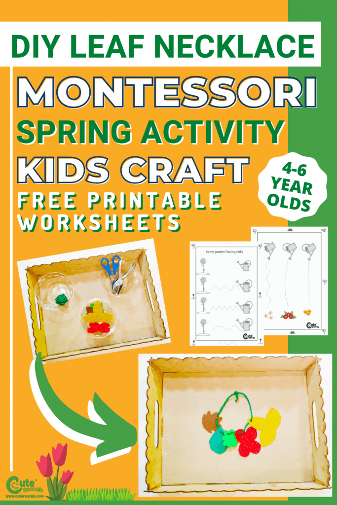 Simple and fun leaf crafts activity for preschoolers. With free printable spring worksheets for kids.