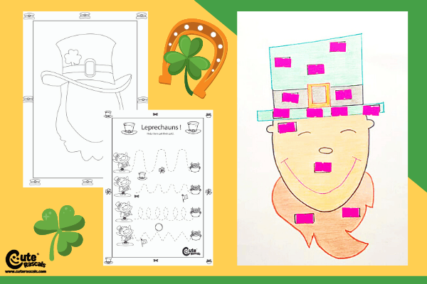 Help improve children's fine motor skills with fun Montessori preschool activities. Check out this St. Patrick's day leprechaun sticking stickers activity.  