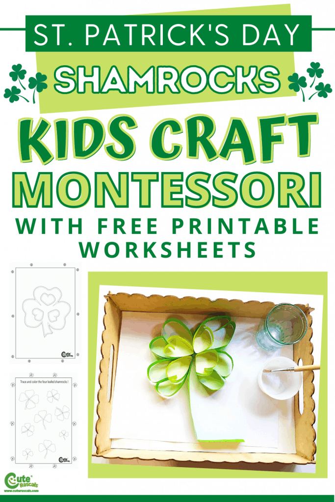 Fun shamrocks kids craft. Montessori craft activities for kids with free printable worksheets