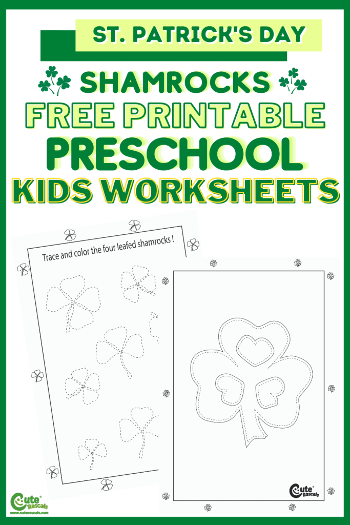 Free printable shamrocks worksheets for St. Patrick's Day. Fun craft activities for kids.