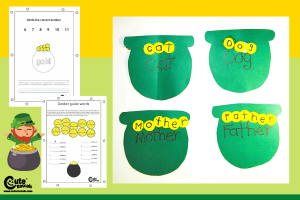 Gold Coins Spelling Games for Kids Montessori Worksheets (4-6 Year Olds)