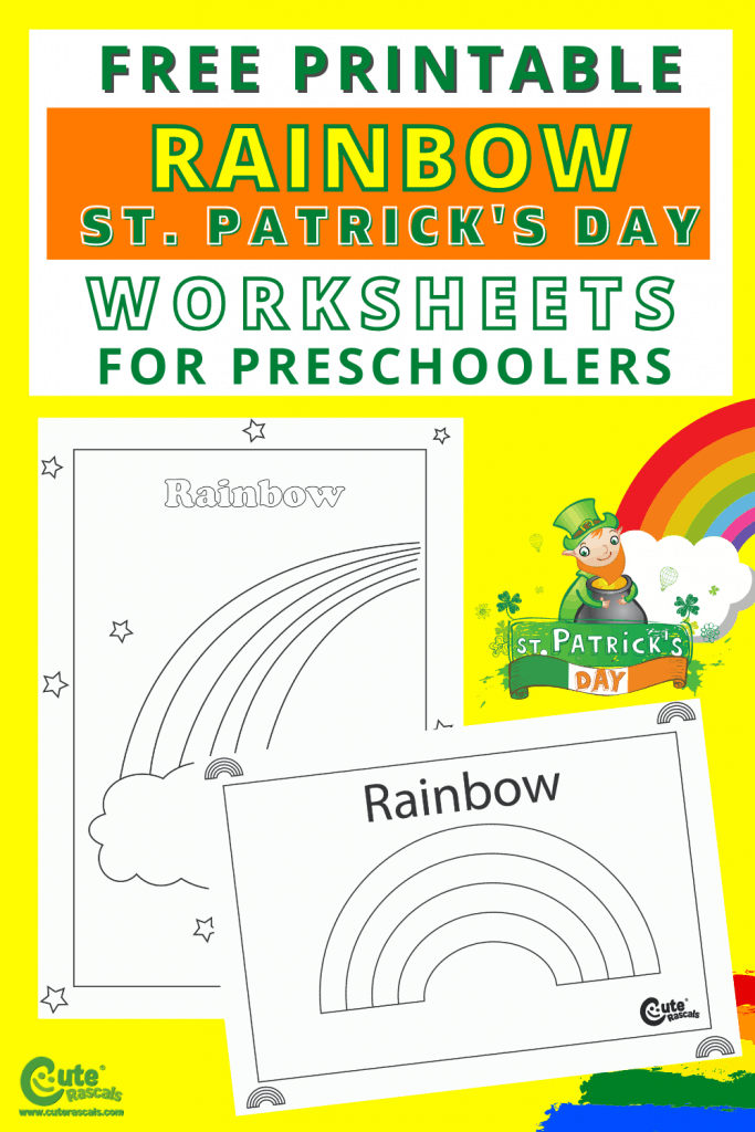 Free printable St. Patrick's Day rainbow coloring worksheets. For sensory activities for kids