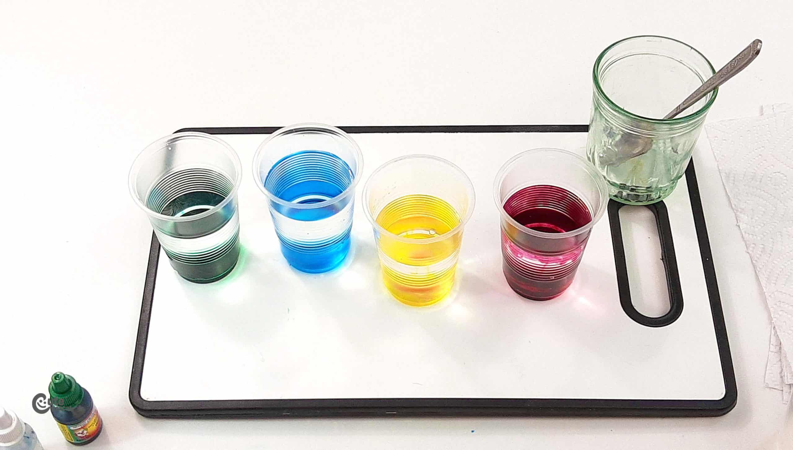 Add food coloring to the Easter science experiments