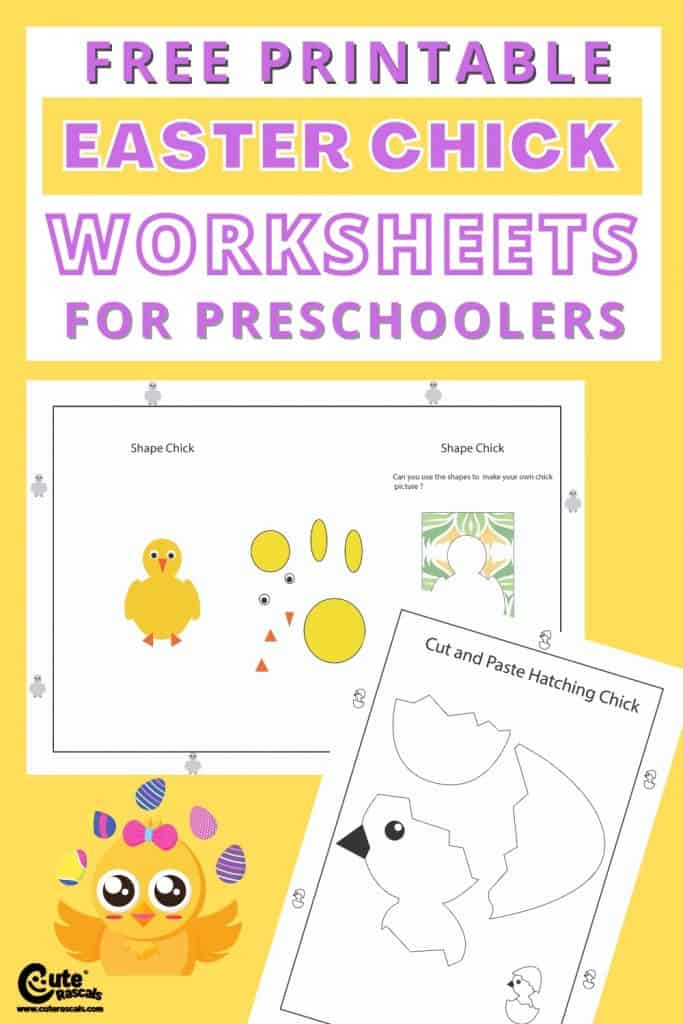Free printable Easter chick worksheets for preschoolers