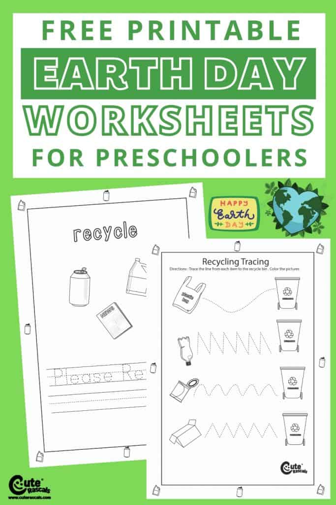 Free printable worksheets for preschoolers. Earth Day activities for kids.