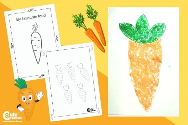 Happy Carrot Painting Crafts for Kids Montessori Worksheets (4-6 Year Olds)