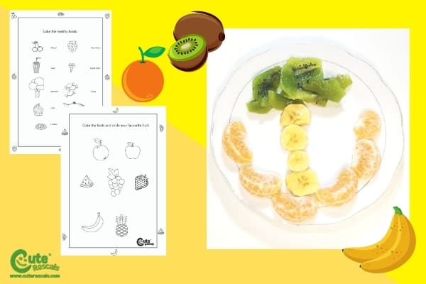 Palm Tree Healthy Food for Kids Sensory Activity Montessori Worksheets (2-4 Year Olds)