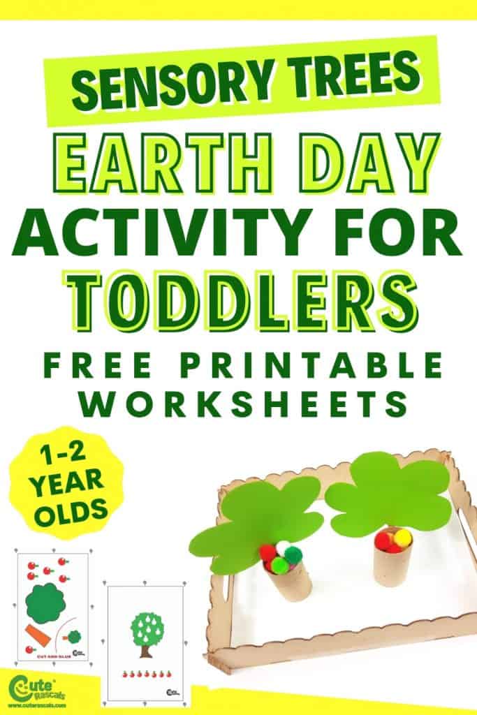 Sensory Trees kids activity for Earth Day with free printable worksheets.