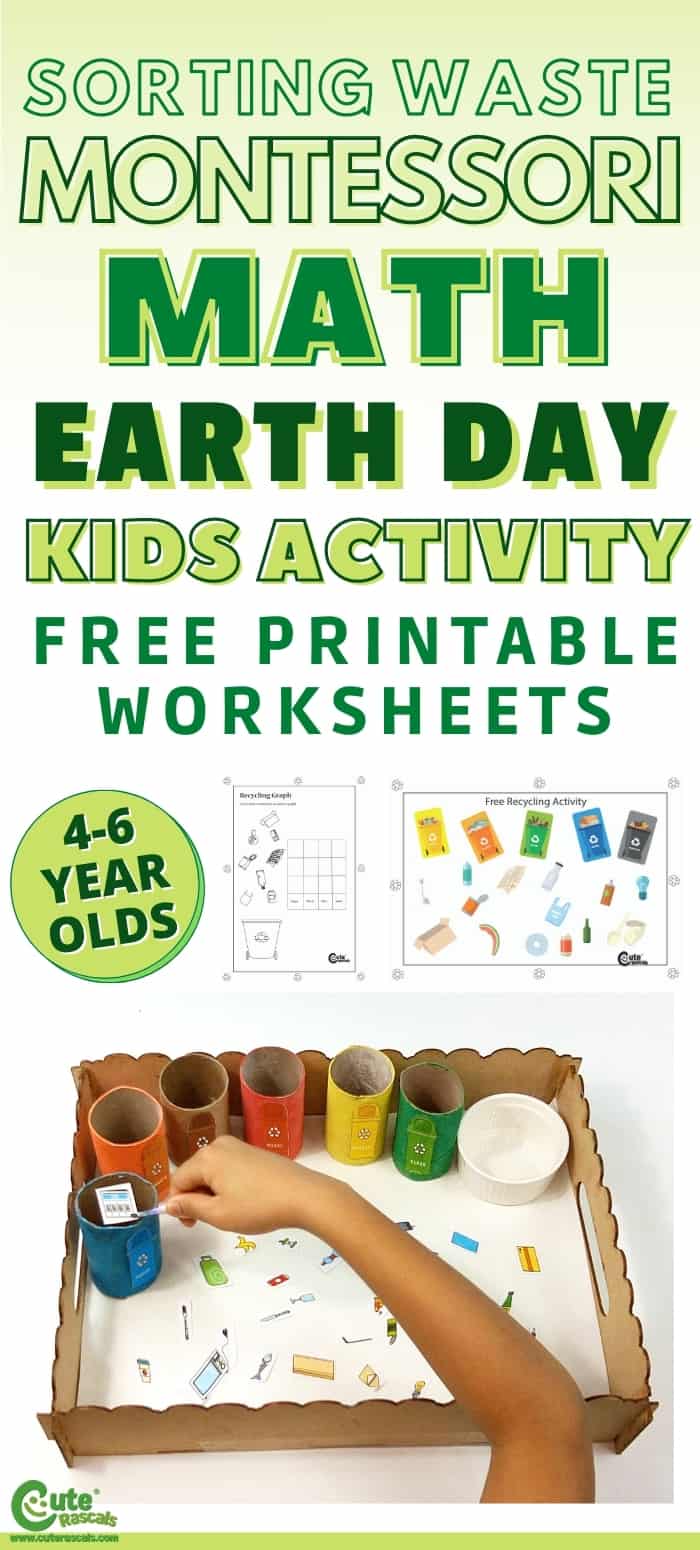 Fun sorting waste Earth Day preschool activity.