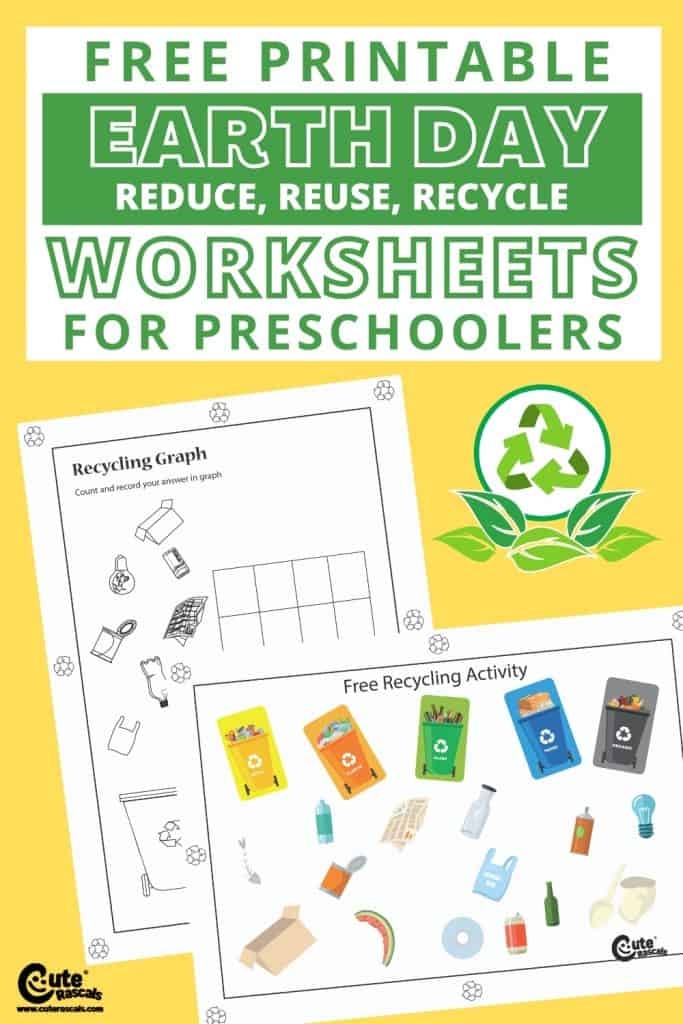 Free printable Earth day worksheets Reduce, reuse, recycle worksheets