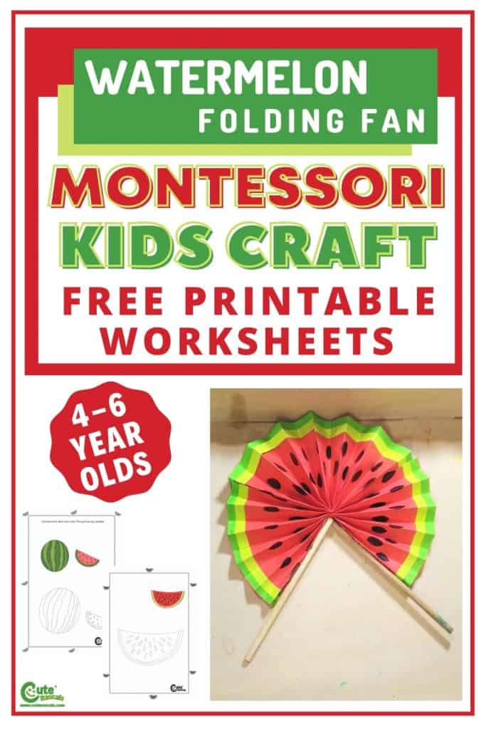 Watermelon folding fan cool crafts with paper with free printable worksheets