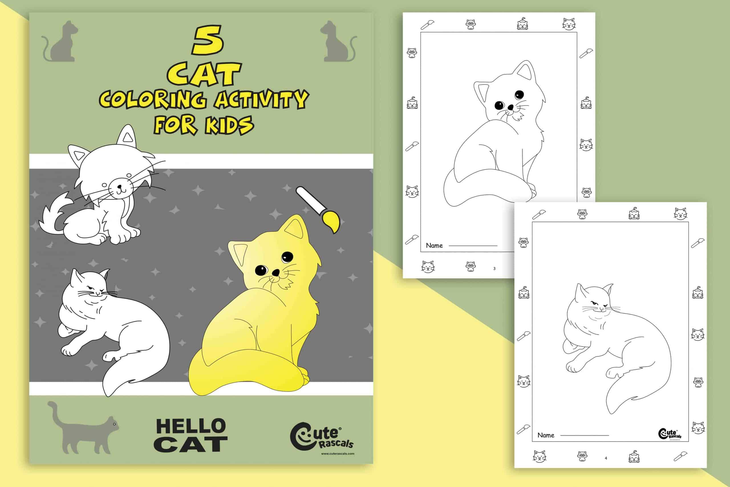 5 Amazingly Cute Cat Coloring Pages for Kids' Playtime