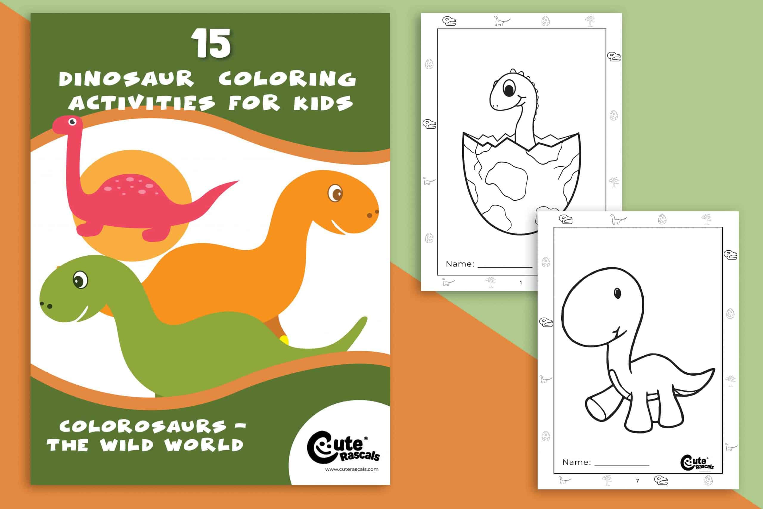 Cute Dinosaur Coloring Pages for Kids (15 Detailed Sheets)