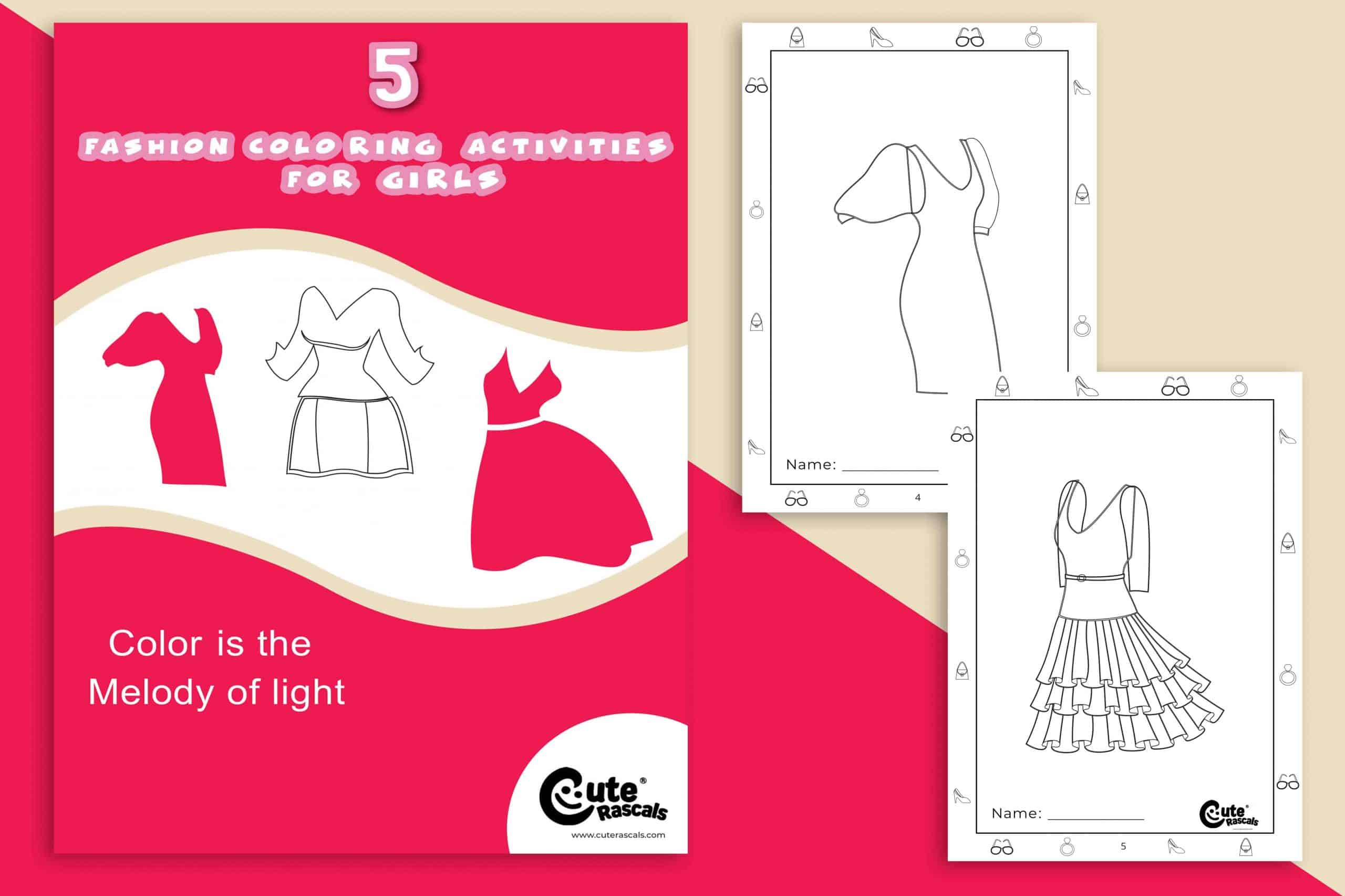 fashion coloring pages for girl 5 chic outfits to color