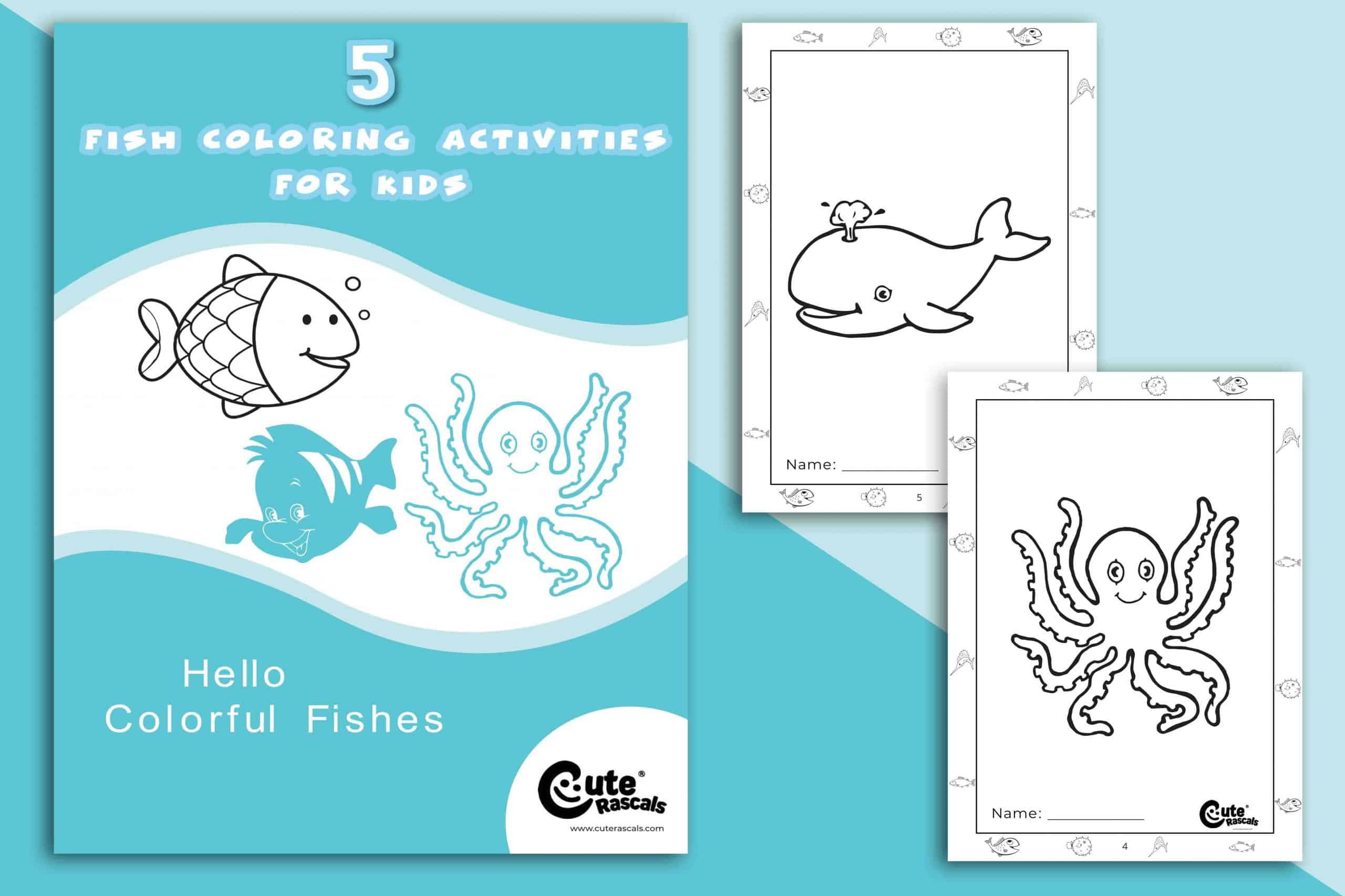 Cute Fish Coloring Pages (5 Sheets for Kids to Color)
