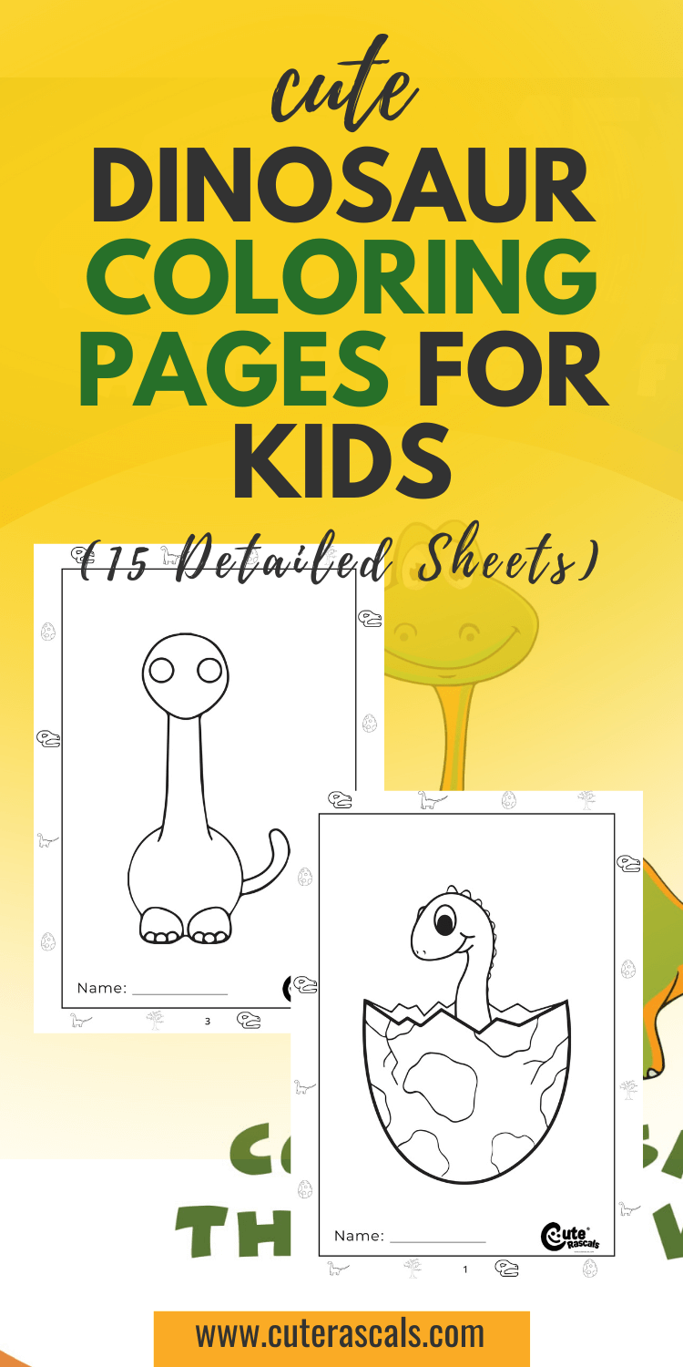 Cute Dinosaur Coloring Pages for Kids (15 Detailed Sheets)