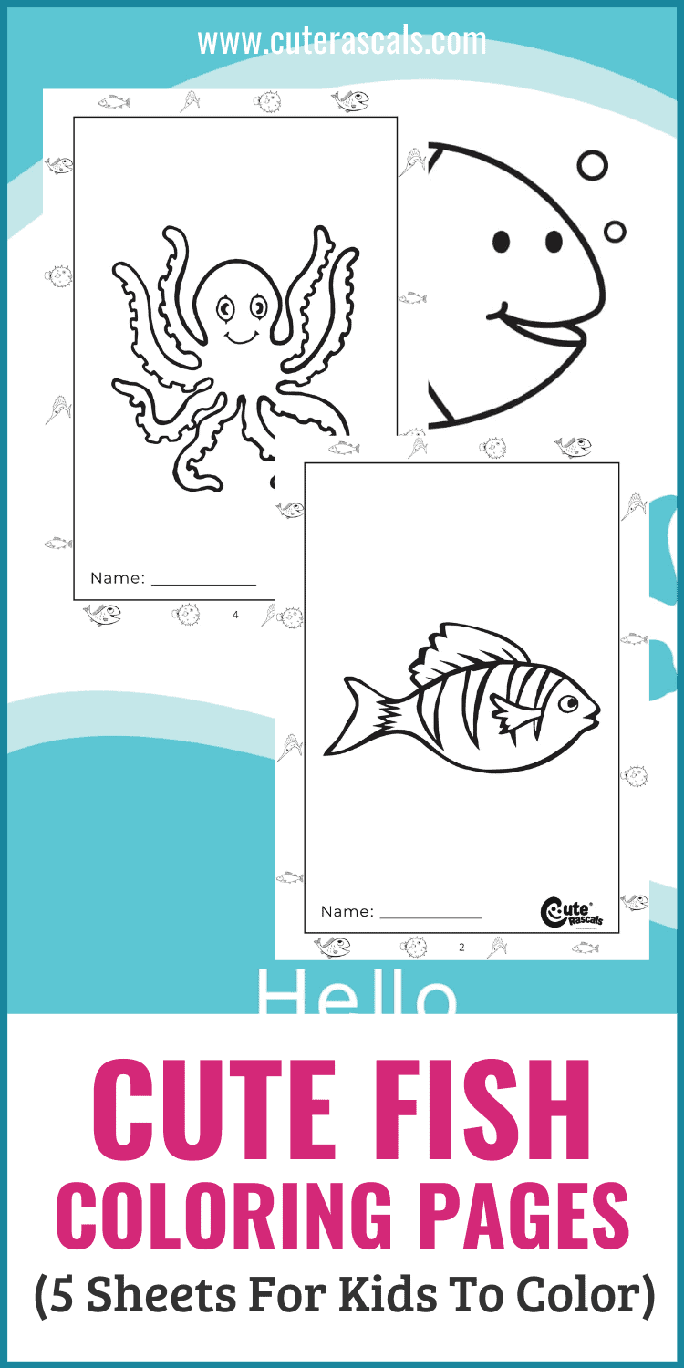 Cute Fish Coloring Pages (5 Sheets for Kids to Color)