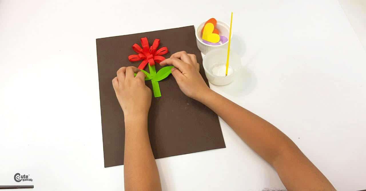  Glue the leaves. Fun mother's day craft ideas for kids