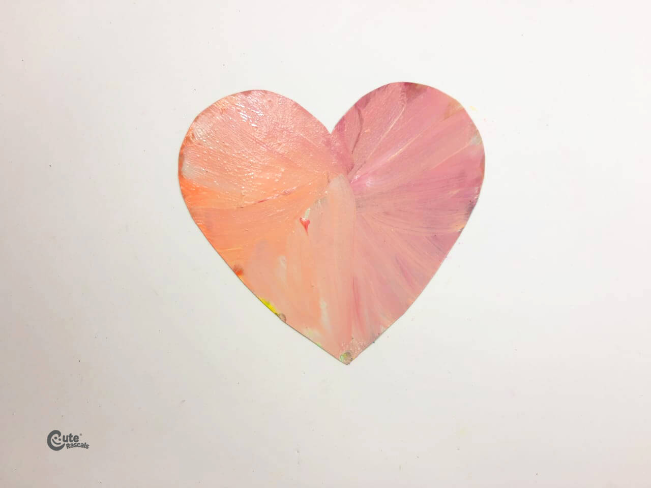 Colors on a heart shape painting. Easy art activities for preschool