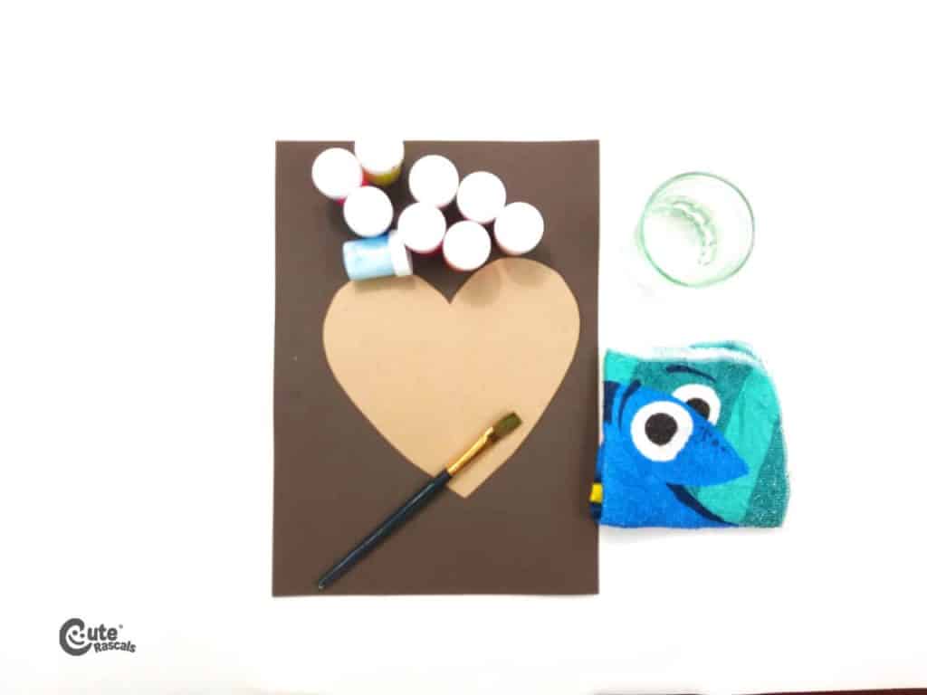 Materials Painting Hearts for Mom Activity. Fun art activities for preschool