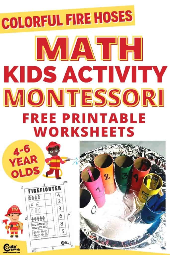 Colorful fire hoses kindergarten math games for preschoolers with free printable worksheets