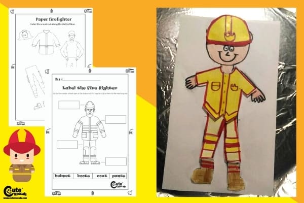 Dress the Fireman Craft Firefighter Activities for Preschoolers Montessori Worksheets (4-6 Year Olds)