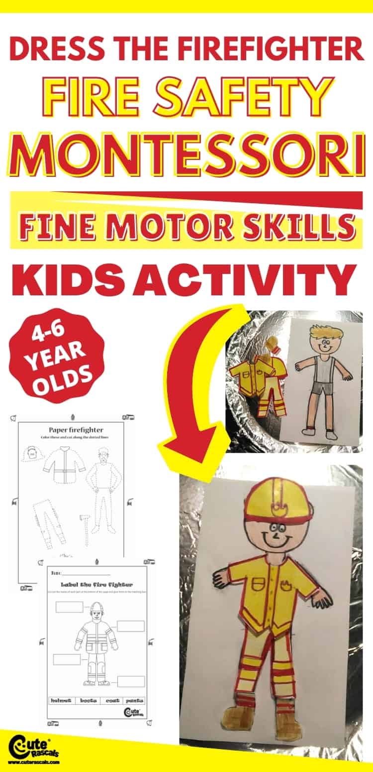 Fun firefighter activities for preschoolers. Dress the fireman Montessori activity.