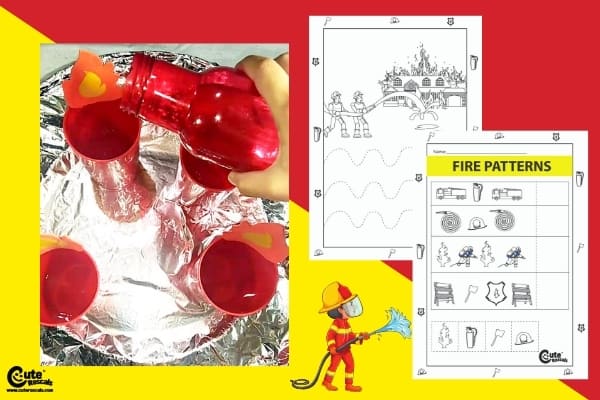 Put Out the Fire Safety Activities for Preschoolers Fine Motor Skills Montessori Worksheets (4-6 Year Olds)