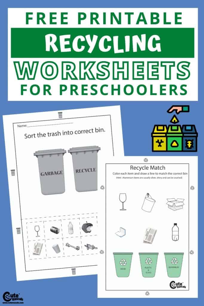 Free printable recycling worksheets for preschoolers