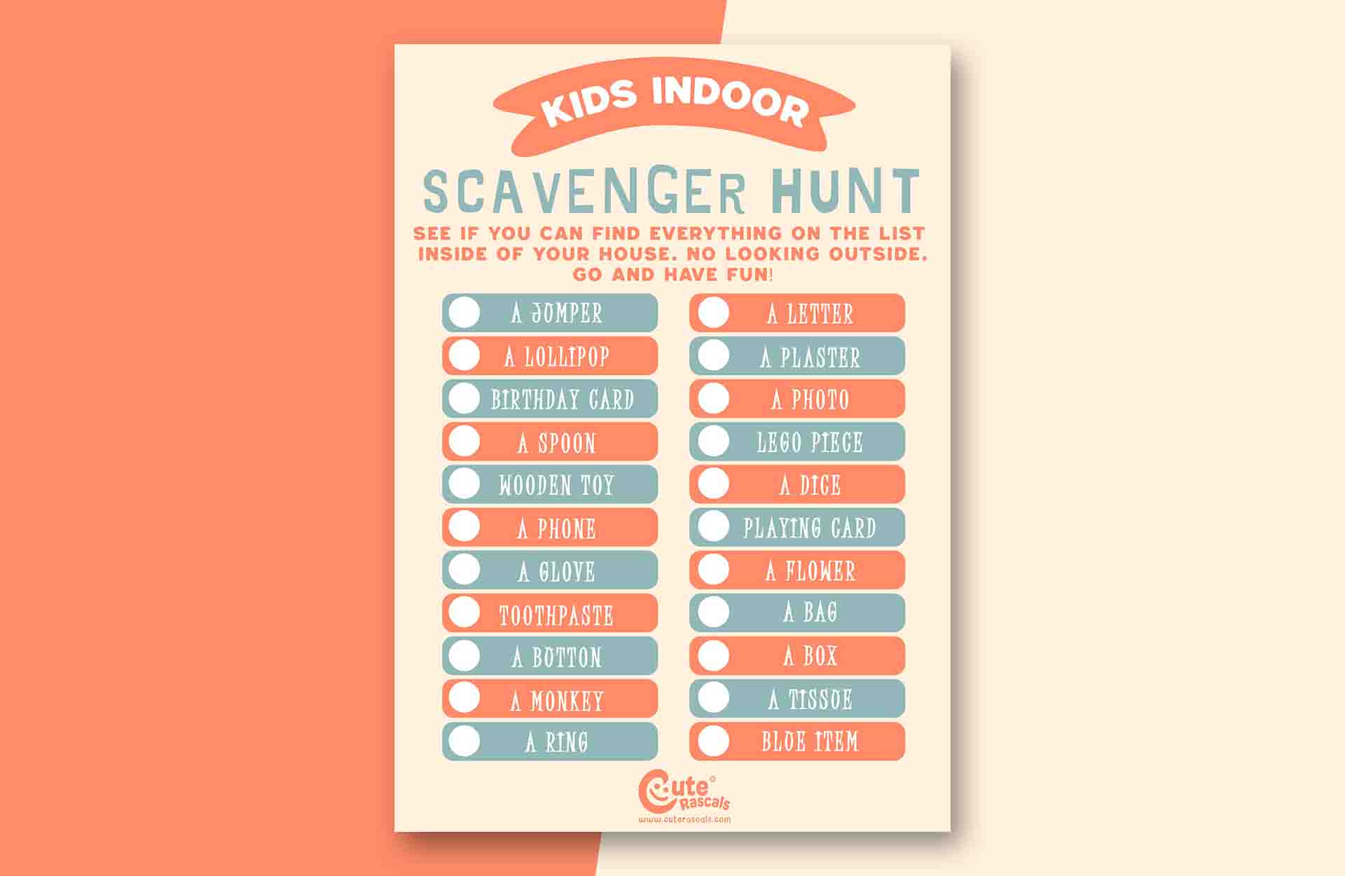 Indoor Scavenger Hunt For Kids To Enjoy Anytime Throughout The Day