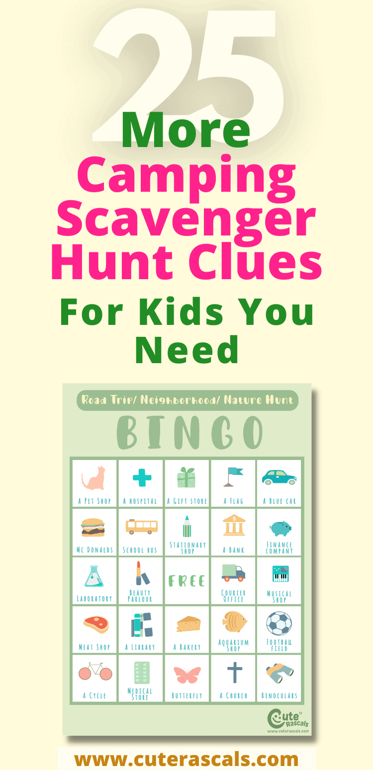 The best camping scavenger hunt for kids to play bingo Outdoors