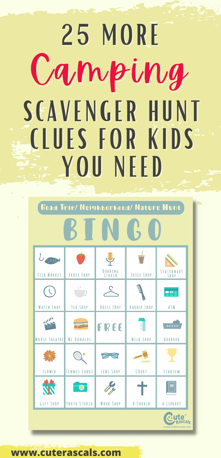 The best camping scavenger hunt for kids to play bingo Outdoors