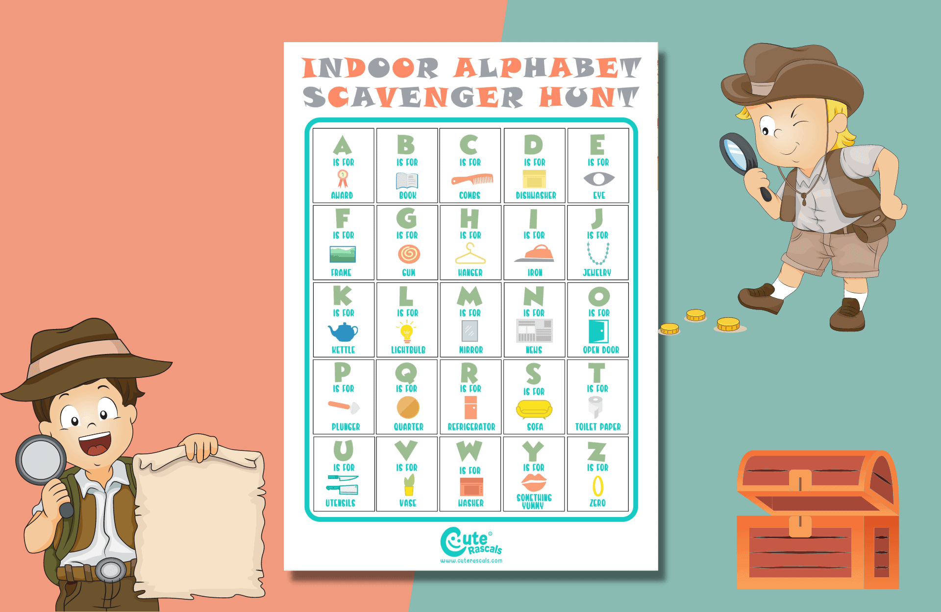 Find The Alphabets: Easy And Fun Indoor Scavenger Hunt For Kids
