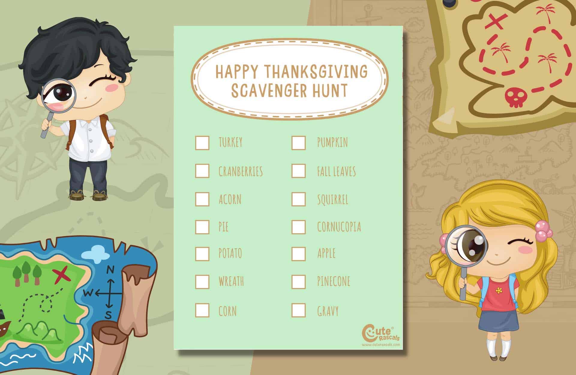 Creative Indoor/Outdoor Thanksgiving Scavenger Hunt For Kids To Keep Them Entertained