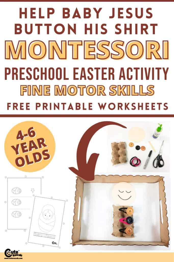 Help baby Jesus button his shirt. Easter projects for preschoolers with free printable worksheets