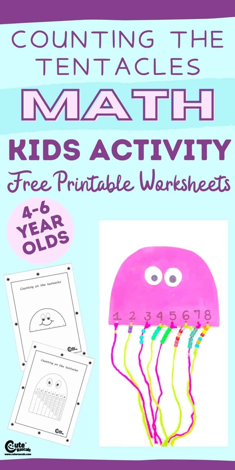 Fun how many tentacles counting games for preschoolers. Counting Montessori activity.