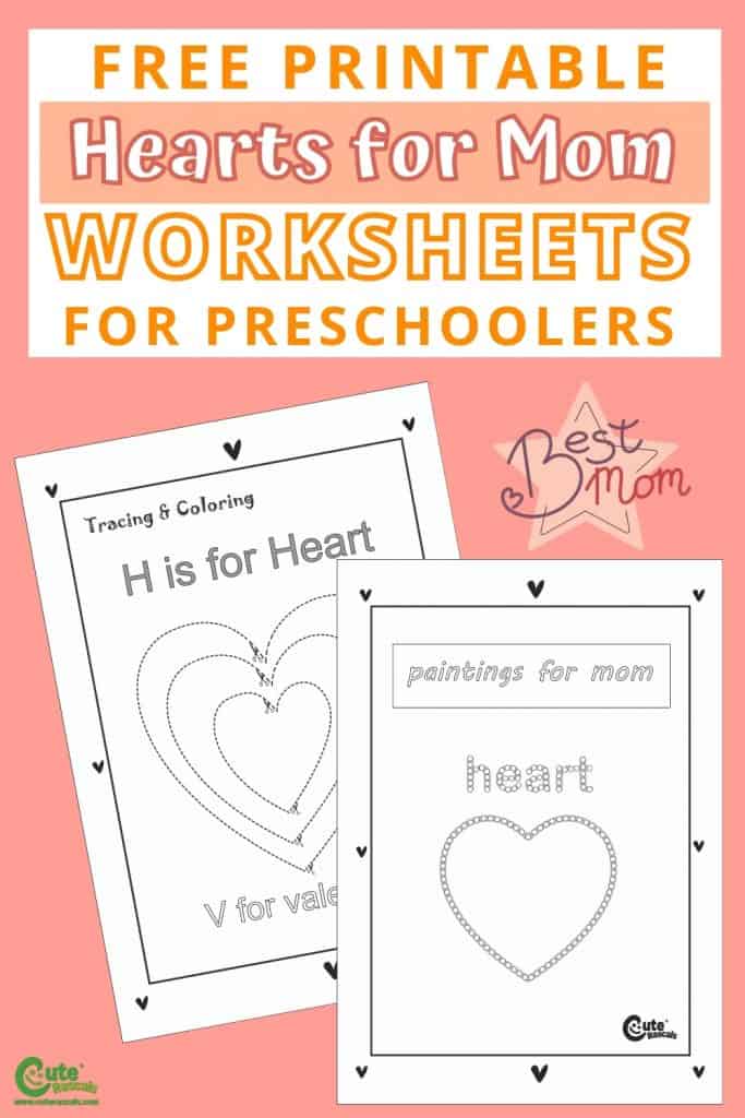 Free printable Mother's day hearts worksheets