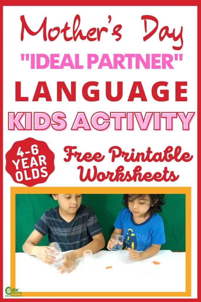 Ideal partner matching words language activities for preschoolers for Mother's day