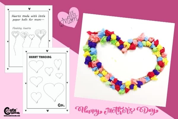 Mother's Day Paper Crafts Heart Fine Motor Skills Montessori Worksheets (4-6 Year Olds)